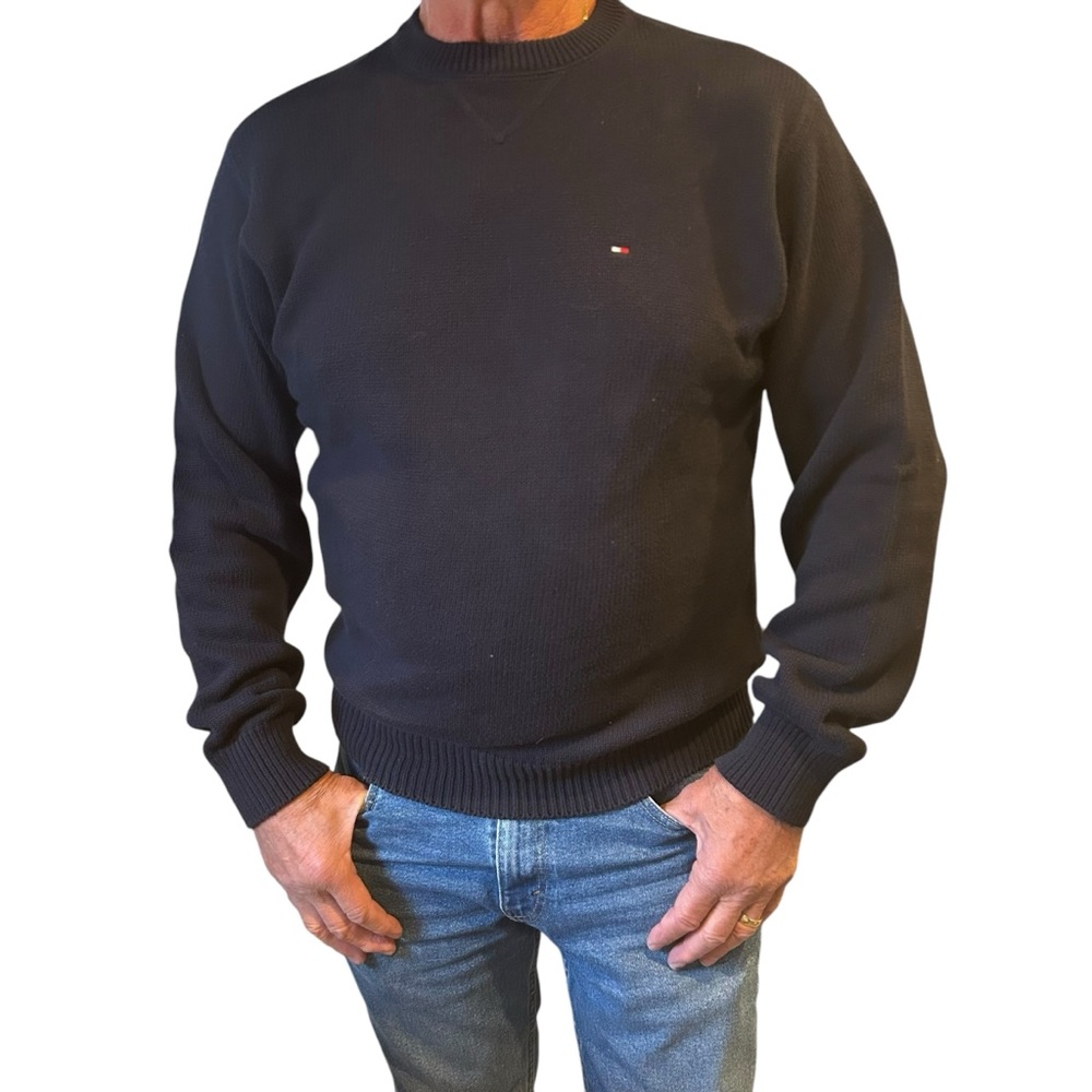 Tommy Hilfiger sweater men’s sz medium blue y2k retro preppy collegiate classic